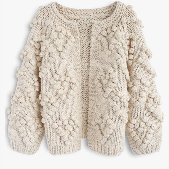 Chicwish Sweaters - New Open Front Ivory Cardigan. Oversized Size Small